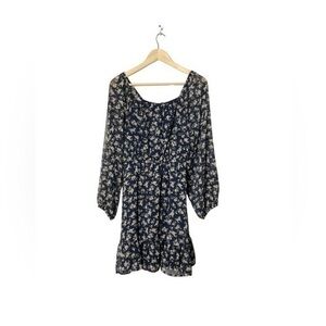 Banana Republic ditsy‎ floral mini dress XS peasant sleeve cottage